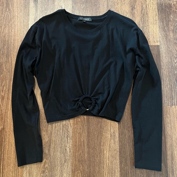 Intermix long sleeve black crop top S - Picture 3 of 3